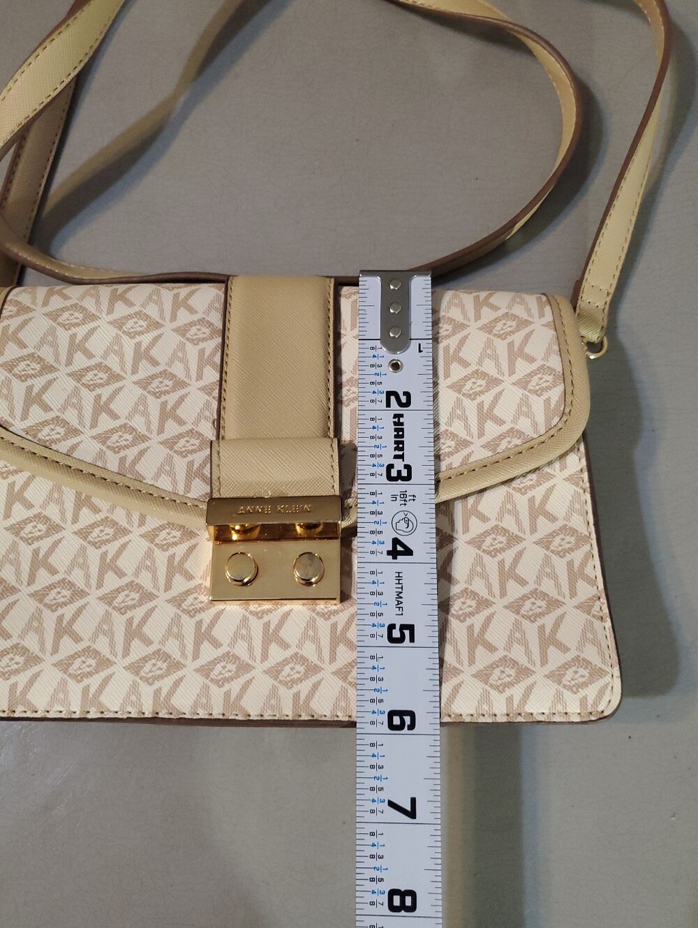 Anne Klein Women's Small Monogram Cream Crossbody Handbag - Picture 4 of 6